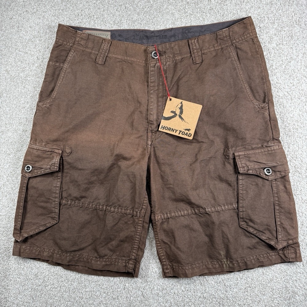 NEW Horny Toad Cargo Shorts Men's 36 Brown Outdoors Hiking Vintage Workwear